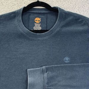 Timberland Navy Henley Size XL Waffle Knit‎ Logo Front  Cotton
